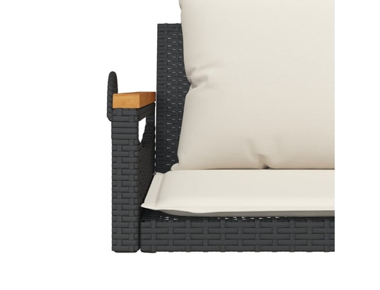 VIDAXL - Balancelle avec coussins noir 109x62x40 cm résine tressée