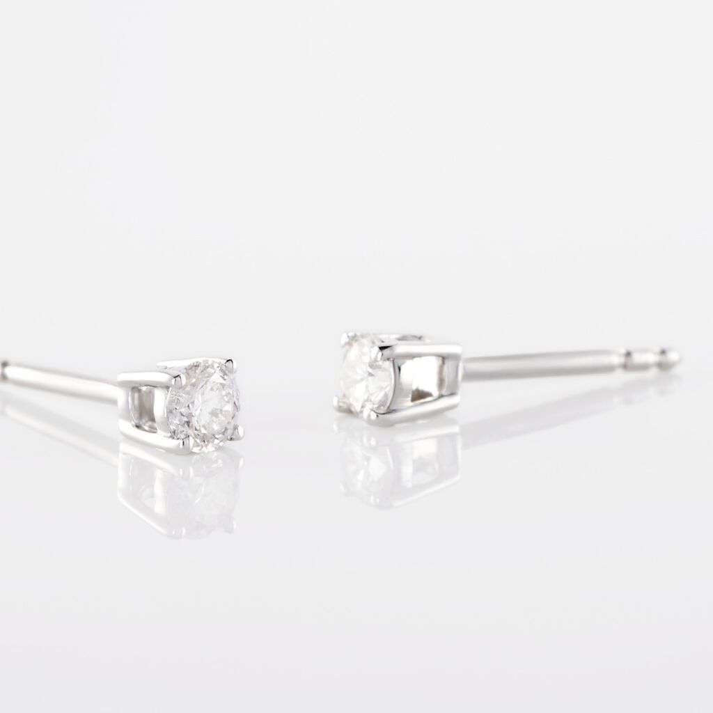 Boucles D'oreilles Puces Or Blanc Victoria Diamants