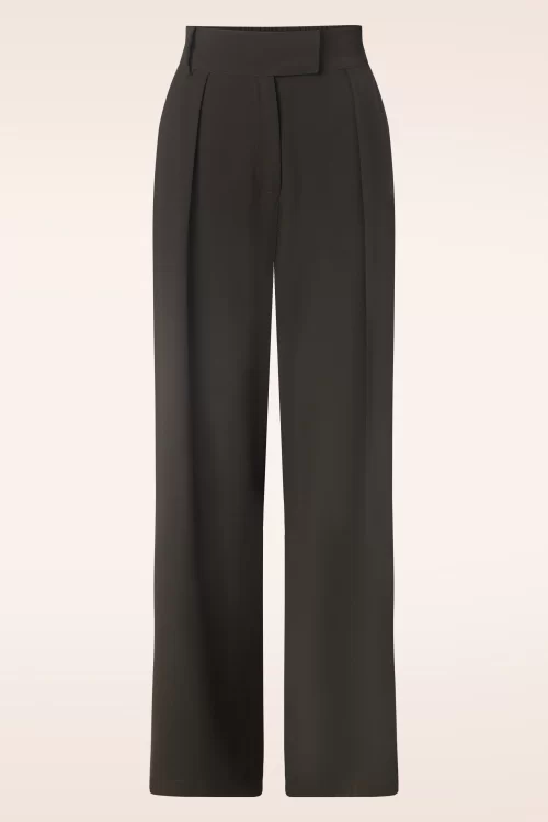Vixen Wide leg pantalon in bruin