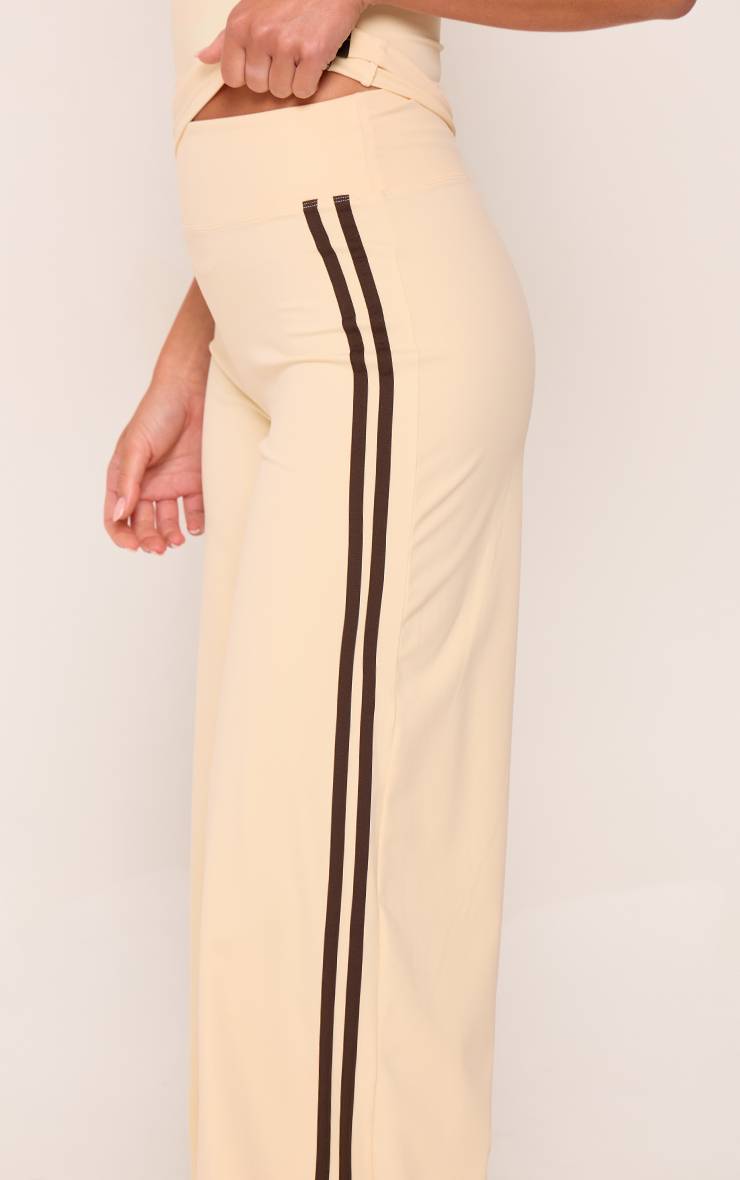 Butter Cream Pantalon De Yoga Droit À Bandes Latérales Contrastées Sculpt Couleur Crème Beurrée