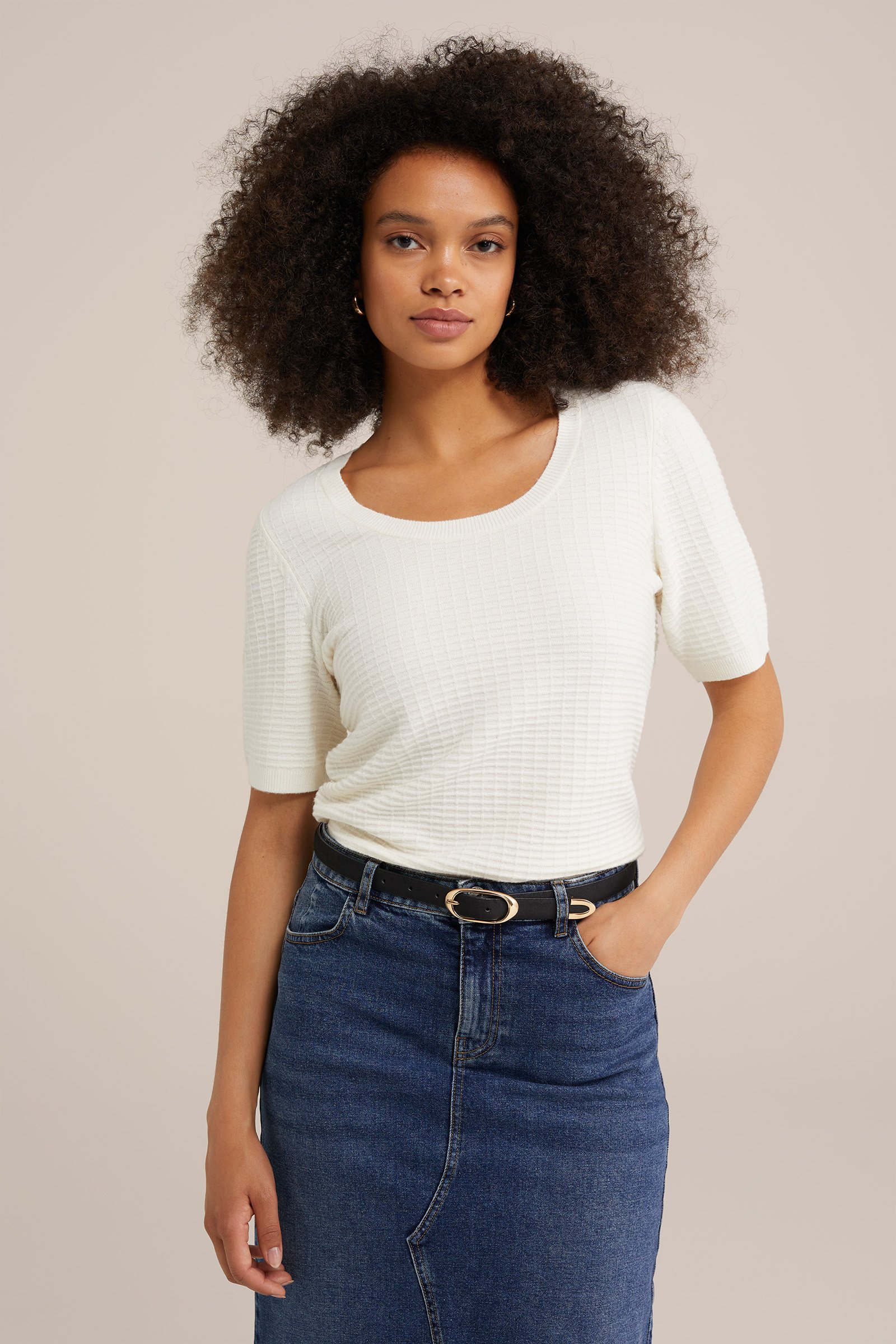 trui met structuur WE Fashion Wit