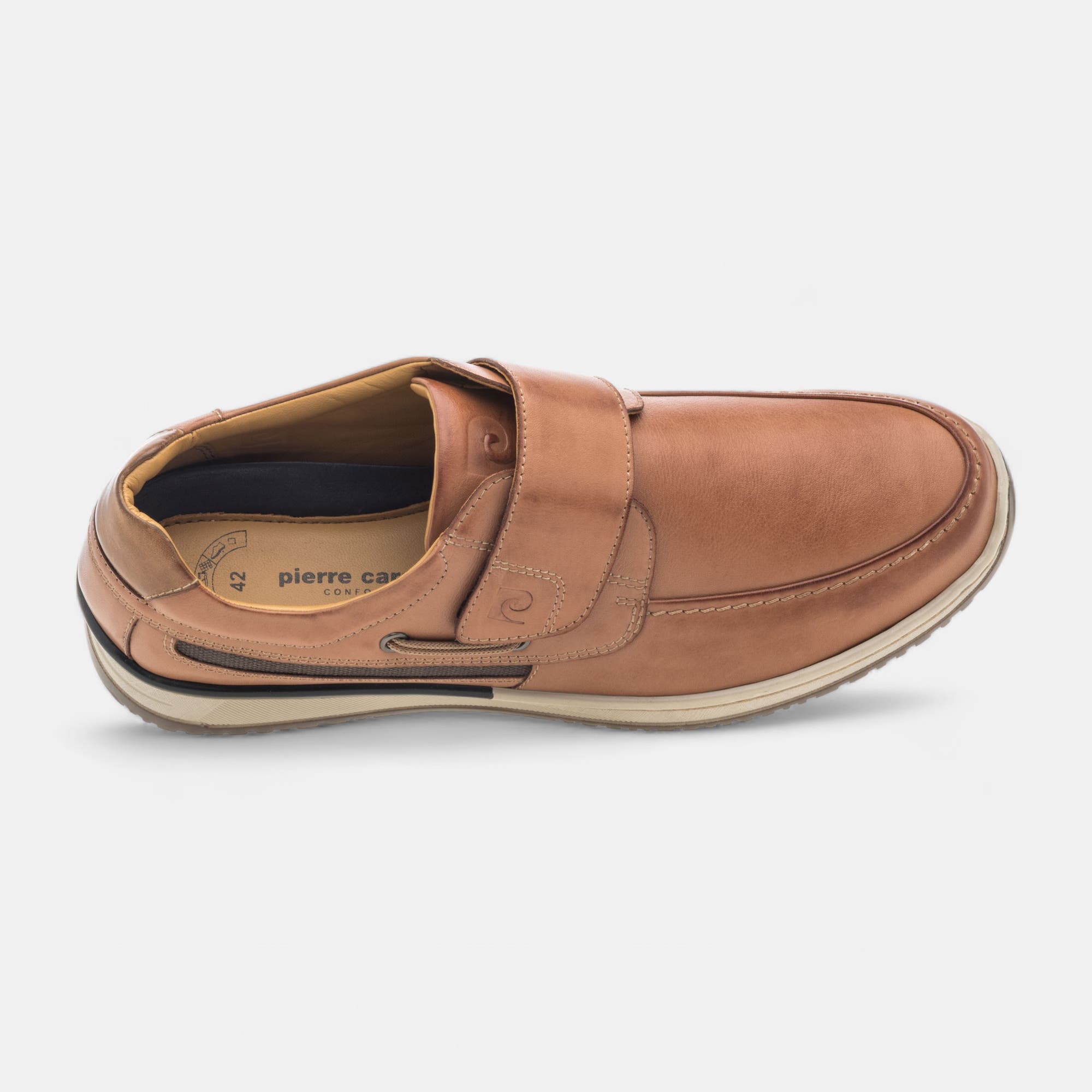 Mocassins pieds sensibles Homme en cuir cognac