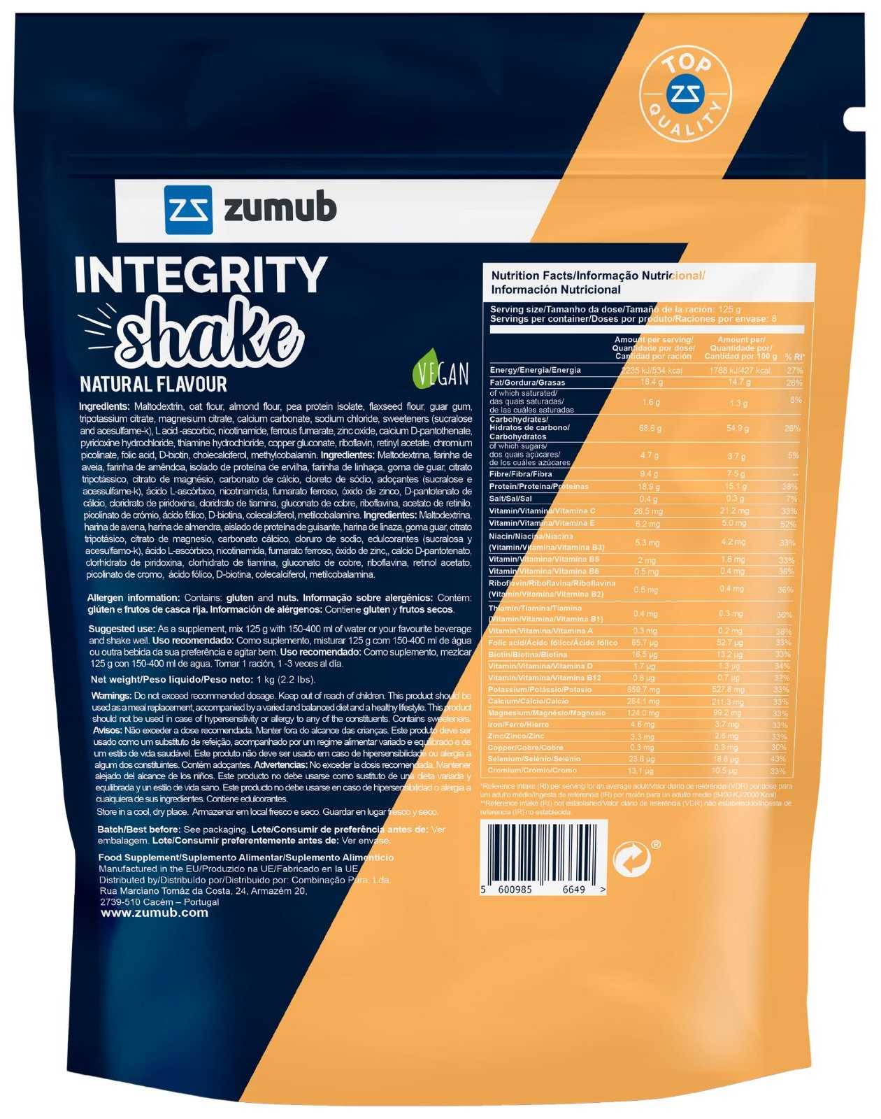Zumub Integrity Shake 1 kg (substituto de refeição)
