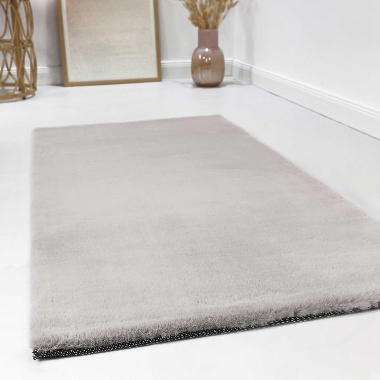 Esprit Home, Moderner Hochflor Teppich - Läufer für Wohnzimmer, Flur, Schlafzimmer, Alice (200 x 200 cm, hell grau)