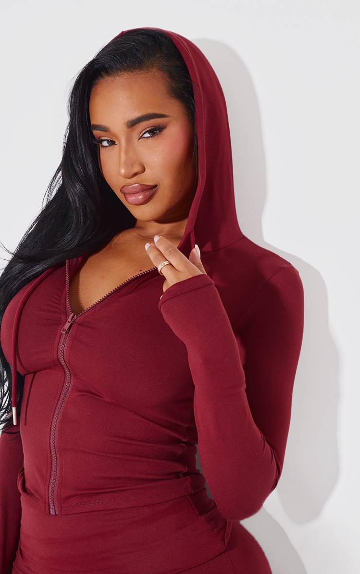 Rouge Bordeaux Sweat À Casynthétiqueche Zippé Sculpté Shape