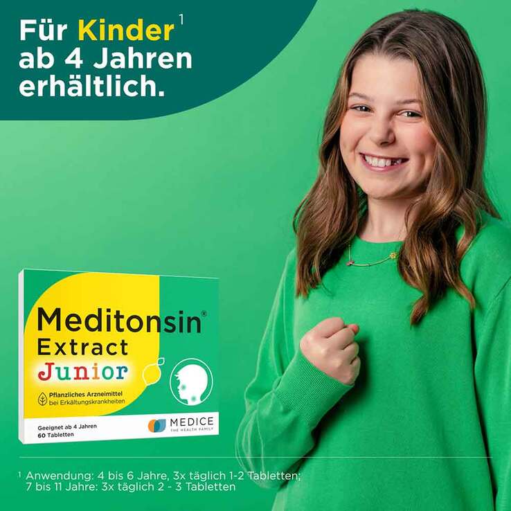Meditonsin Extract Junior pflanzl.Erkältungstabletten , 90 St