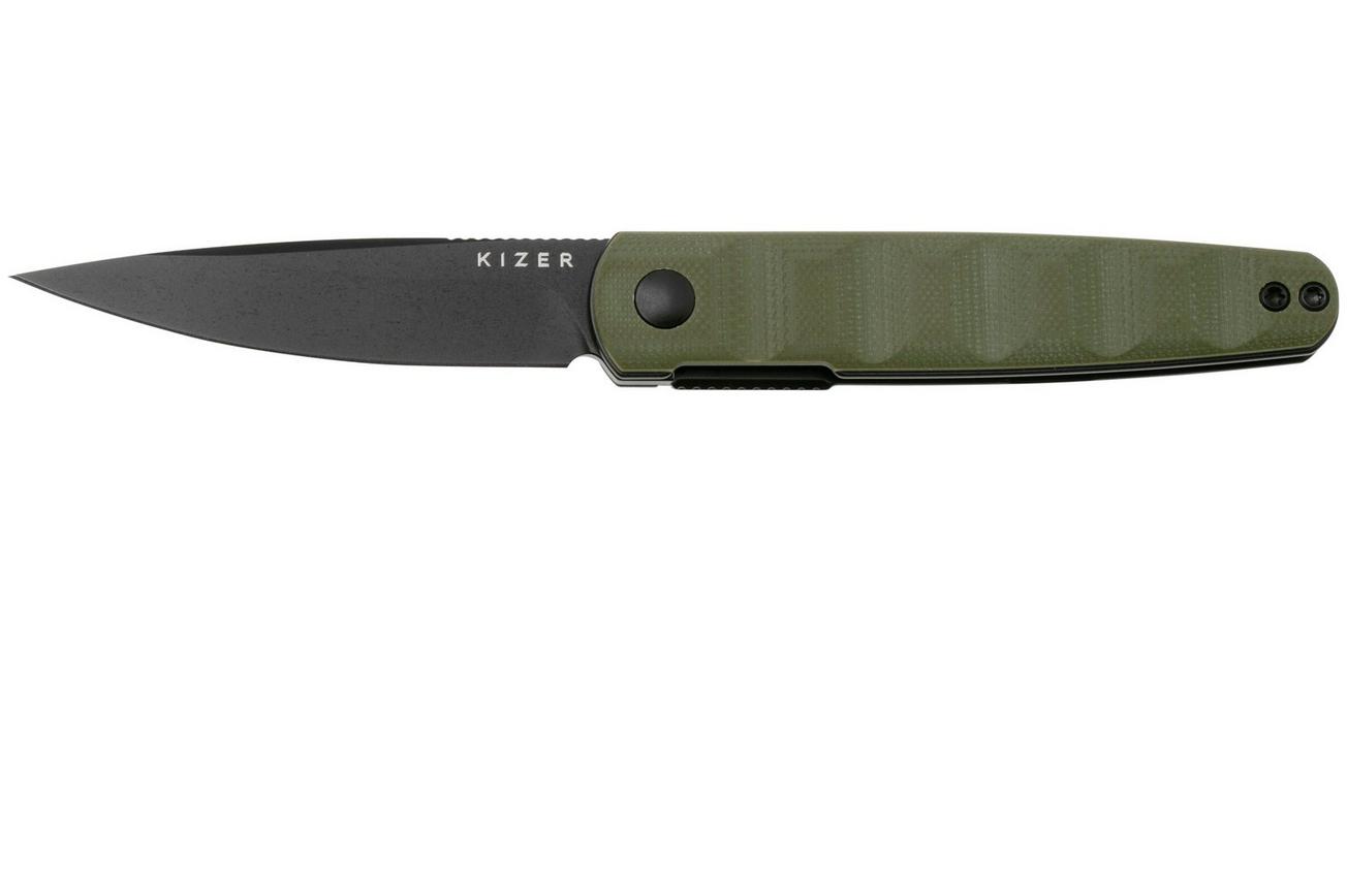 Kizer Bamboo V3722A2, Black Nitro-V, Olive Green G10 zakmes, Maksim Epifantsev design