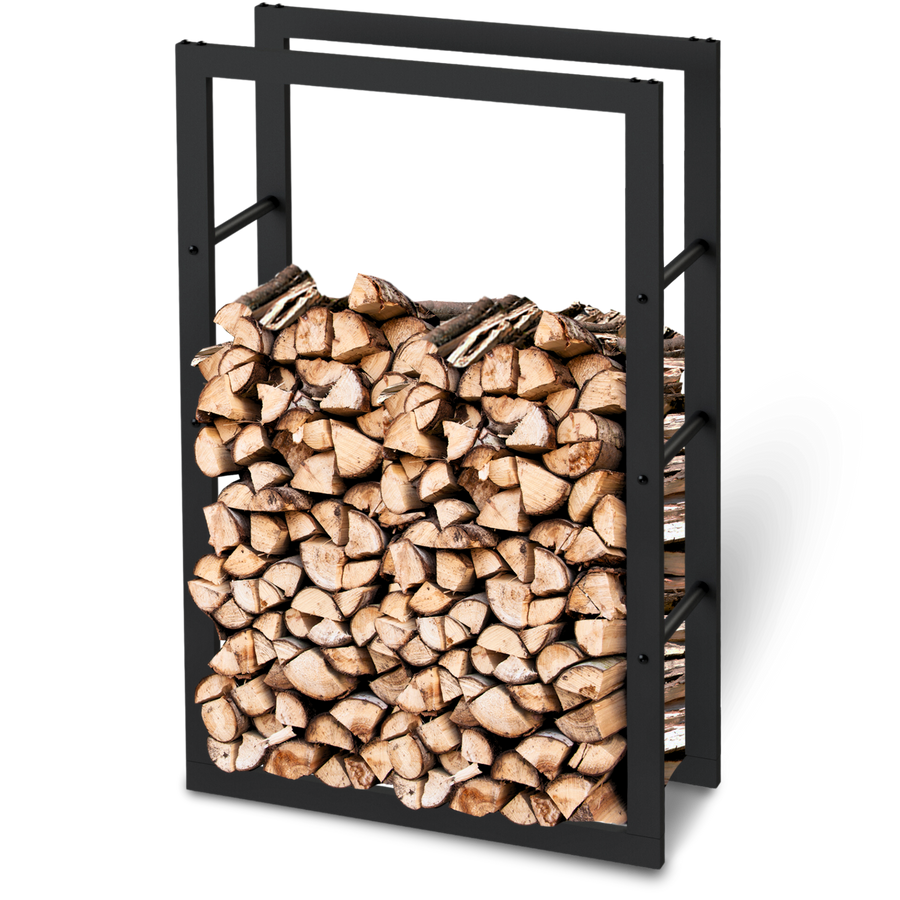 holz4home Haardhoutrek 100x25x60cm Gemaakt van Metaal Zwart Inclusief Ovenwant