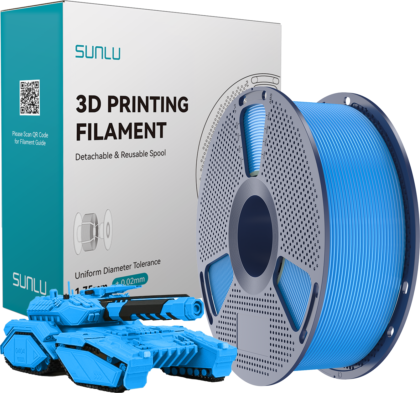 SUNLU  PLA Cyan, 1,75 mm / 1000 g    Biologisch abbaubares PLA Material