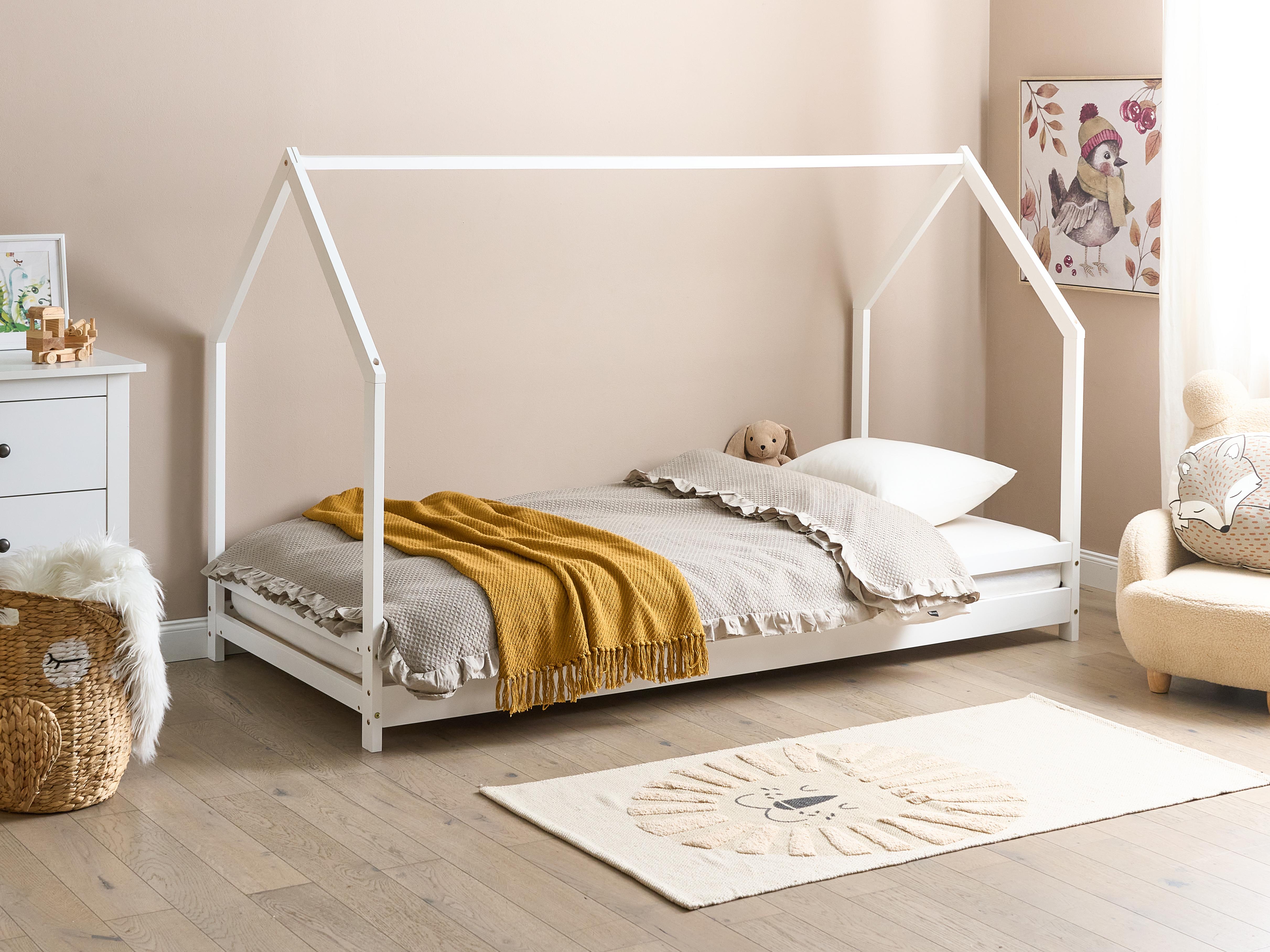 Kinderbed Huis Dennenhout APPY 90 x 200 cm Wit