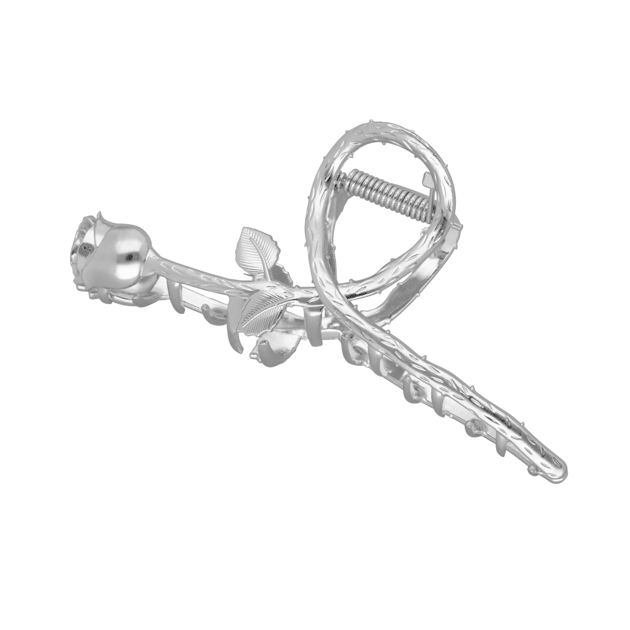 Zilverkleurige bijoux haarklem roos