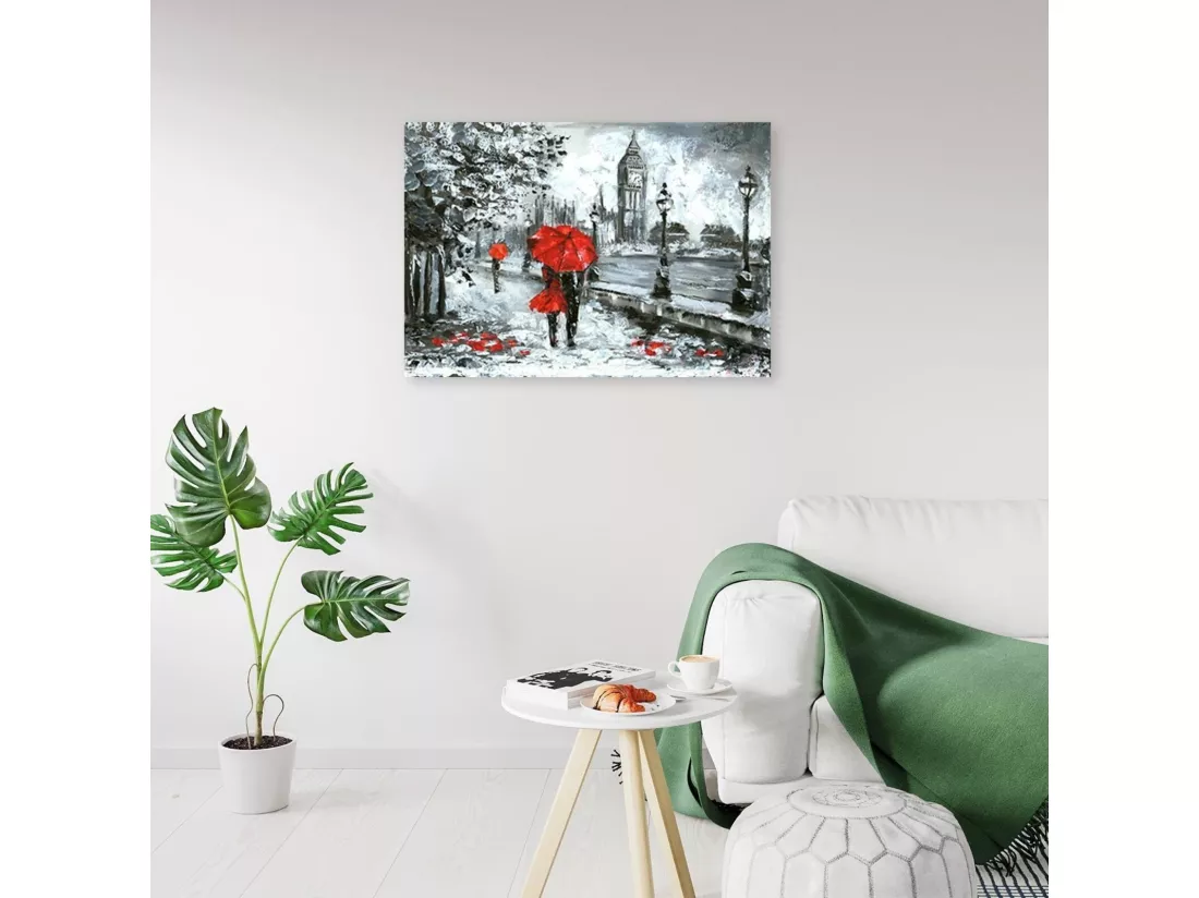 Tableau bois londres sous la pluie - 120 x 80 cm