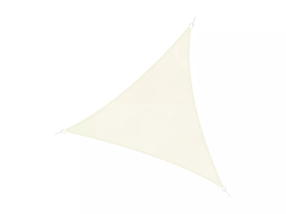 Voile d'ombrage triangulaire grande taille 4 x 4 x 4 m polyéthylène haute densité résistant aux UV crème