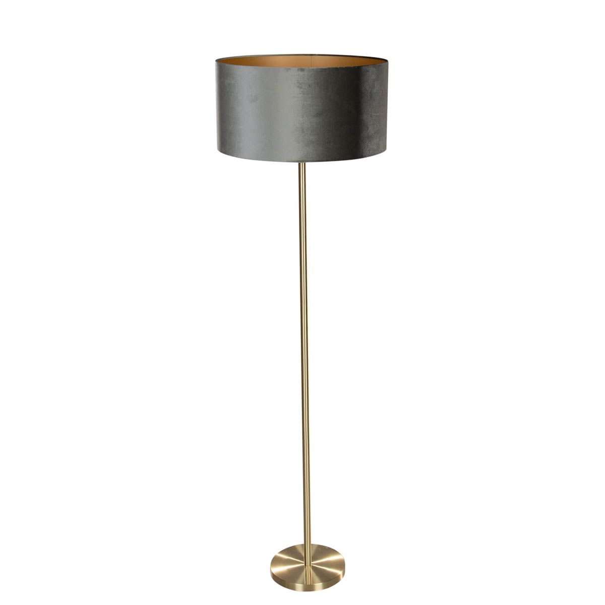 Vloerlamp messing met velours kap groen 50cm - Simplo