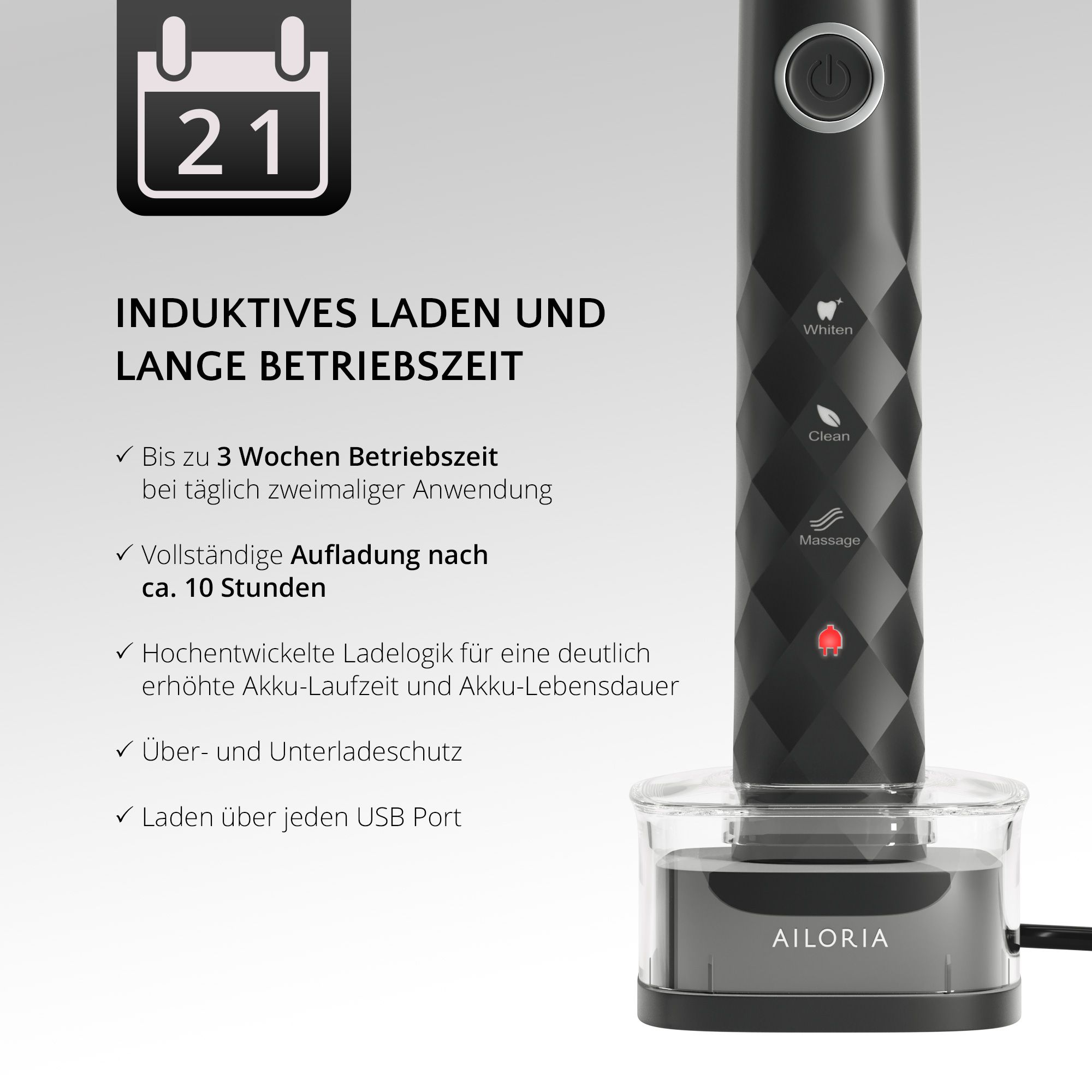 AILORIA SHINE BRIGHT USB-Schallzahnbürste