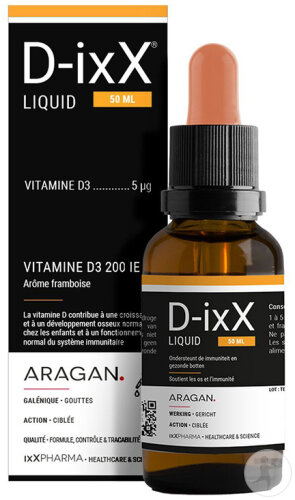 ixX Pharma D-ixX Liquid Vitamine D3 Gouttes Arôme Framboise 50ml