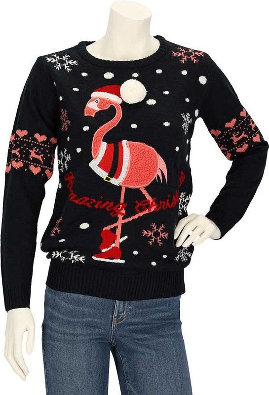 Sweater By Apollo - Gebreide Kersttrui - Zwart - Dames