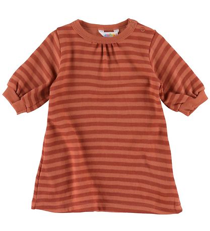 Joha Kjole - Uld - Orange/R?dstribet