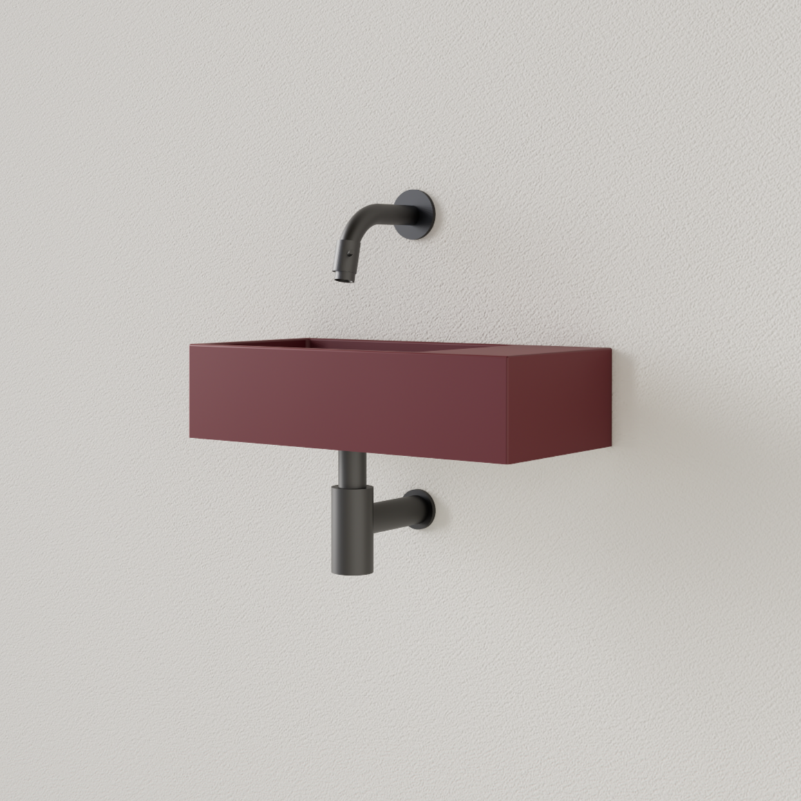 Sanigoods Nano fontein rechts wijn rood zonder kraangat 36x18cm