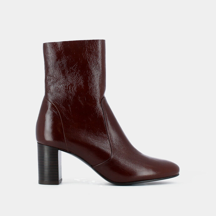 Bottines à talon  en cuir vieilli marron