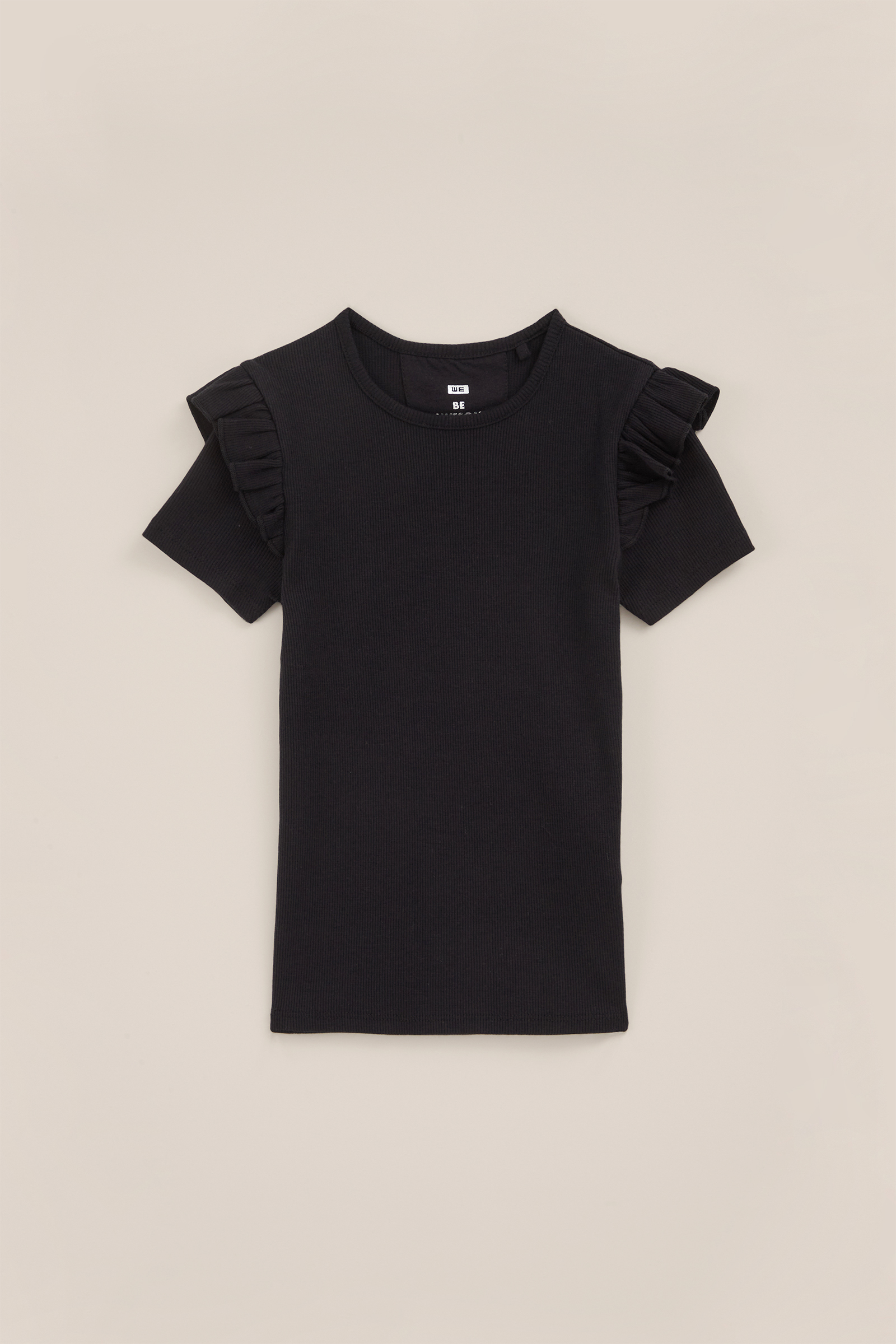 Meisjes T-shirt met ruches WE Fashion Zwart