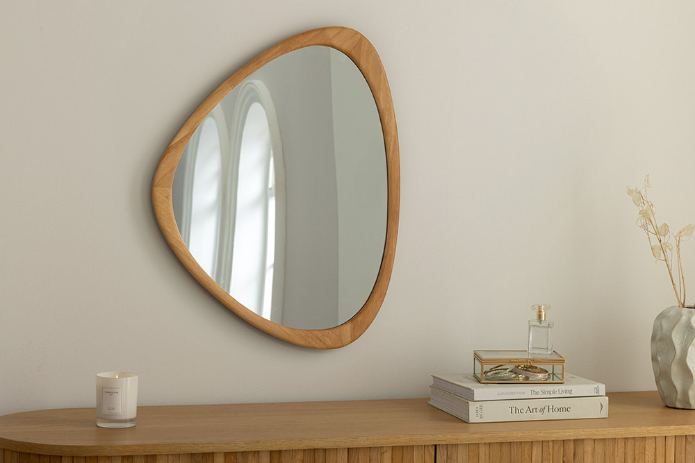 Massiver Wandspiegel ORGANIC 65cm natur Eichenholz-Design