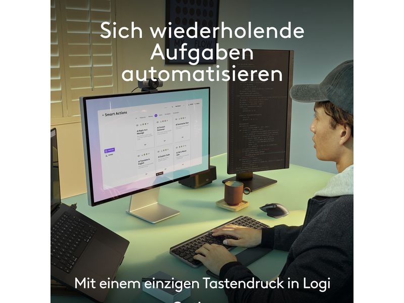 Logitech Tastatur-Maus-Set MX Keys S Combo for Mac QWERTZ ( Komfortables QWERTZ (DE) Tastatur- und Maus-Set mit Multi-Device Kopplung und intelligenter Tastaturbeleuchtung – Entwickelt für Mac