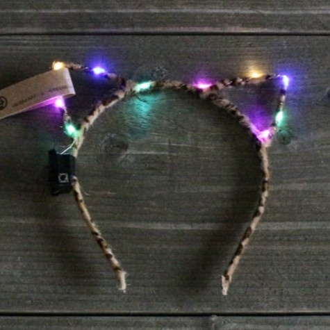 Headband Led diadeem Cats - Brown Leopard/Multilight