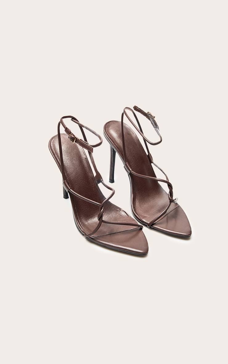 Chocolat Sandales À Talons Bout Pointu Avec Lanières Torsadées En Synthétiquecuir
