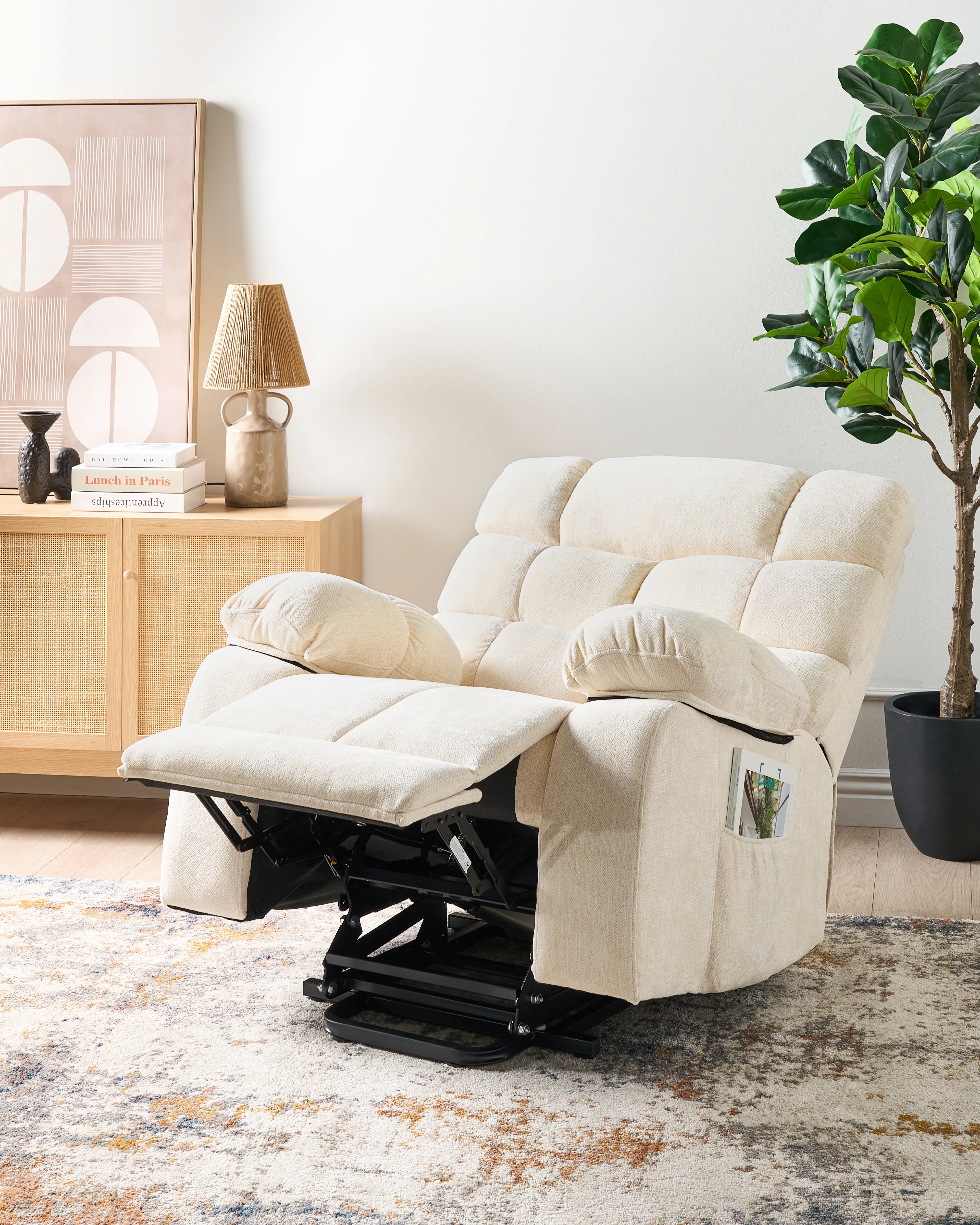 Elektrische relaxfauteuil ARES inclusief voetensteun Stof Lichtbeige