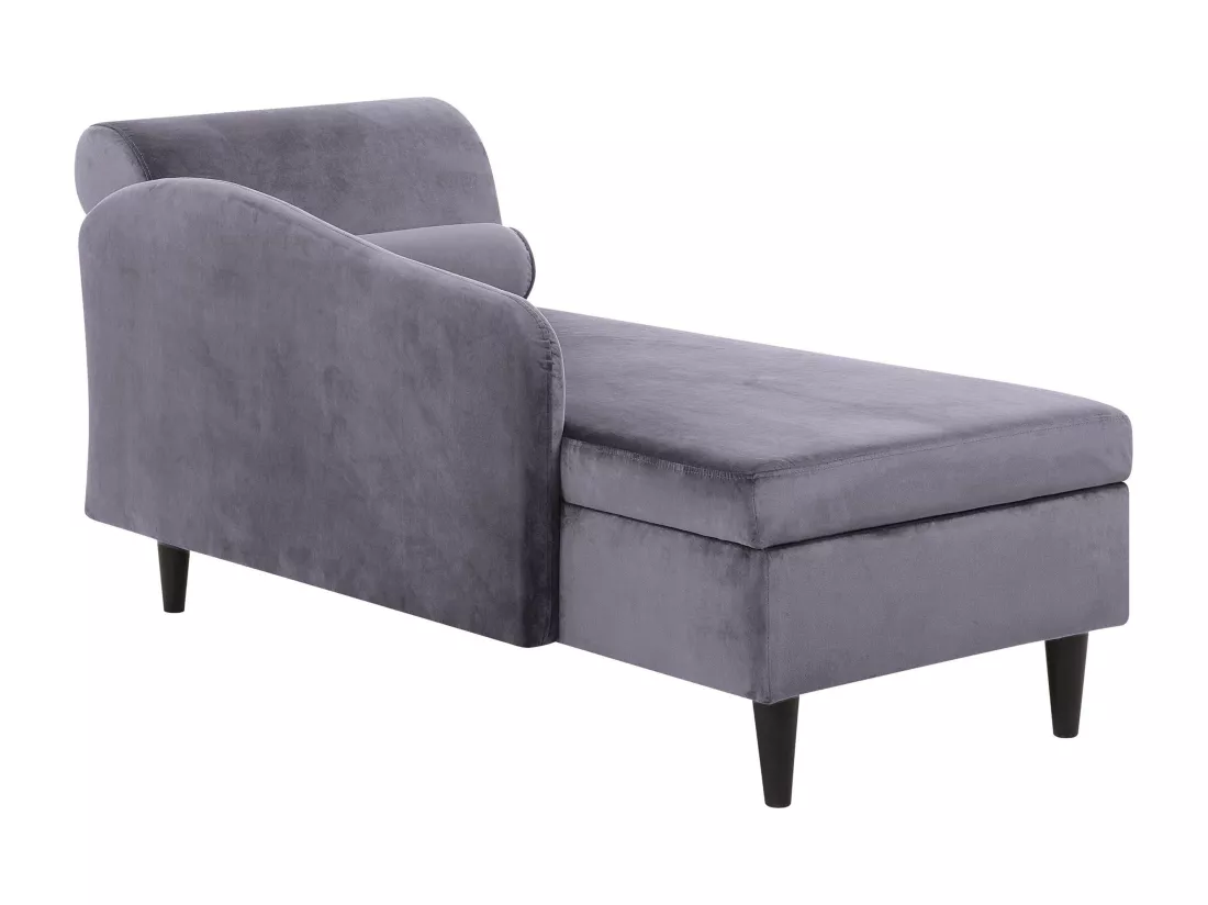 Chaise longue côté droit en velours gris foncé LUIRO