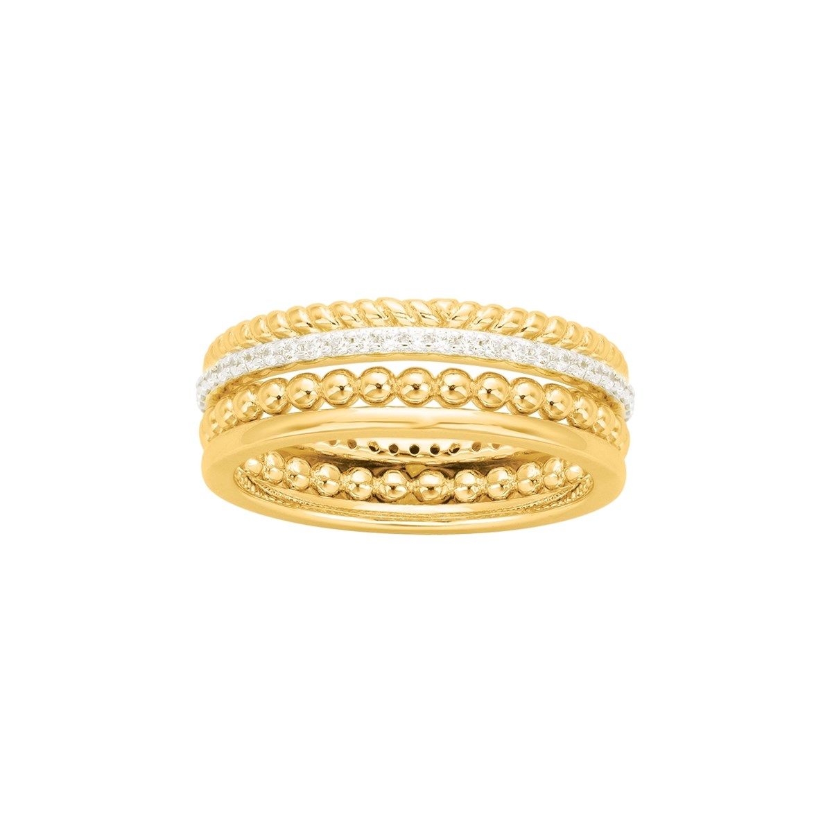Bague interchangeable en Plaqué Or avec oxyde de zirconium blanc