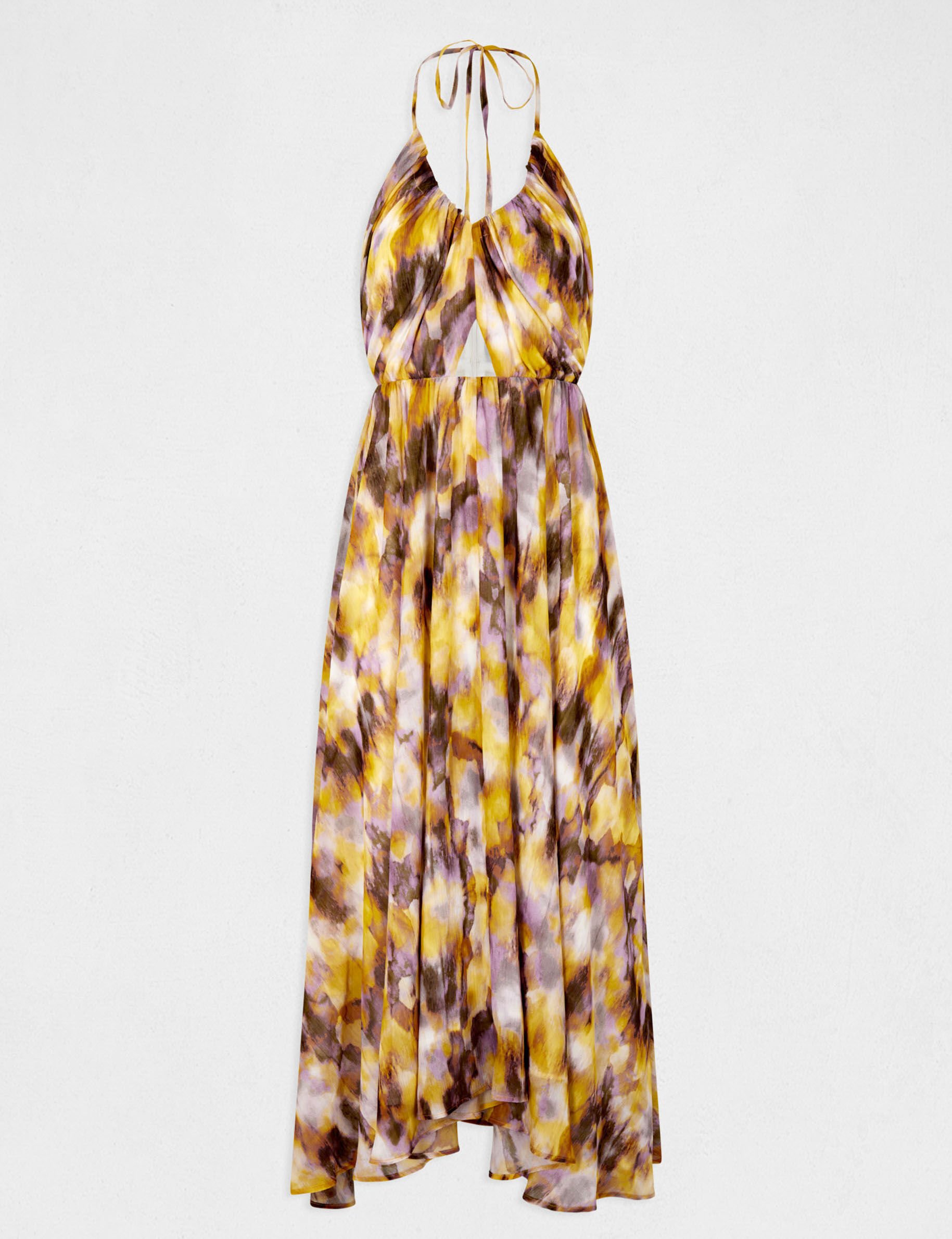 Robe longue évasée imprimé abstrait multico femme - multico