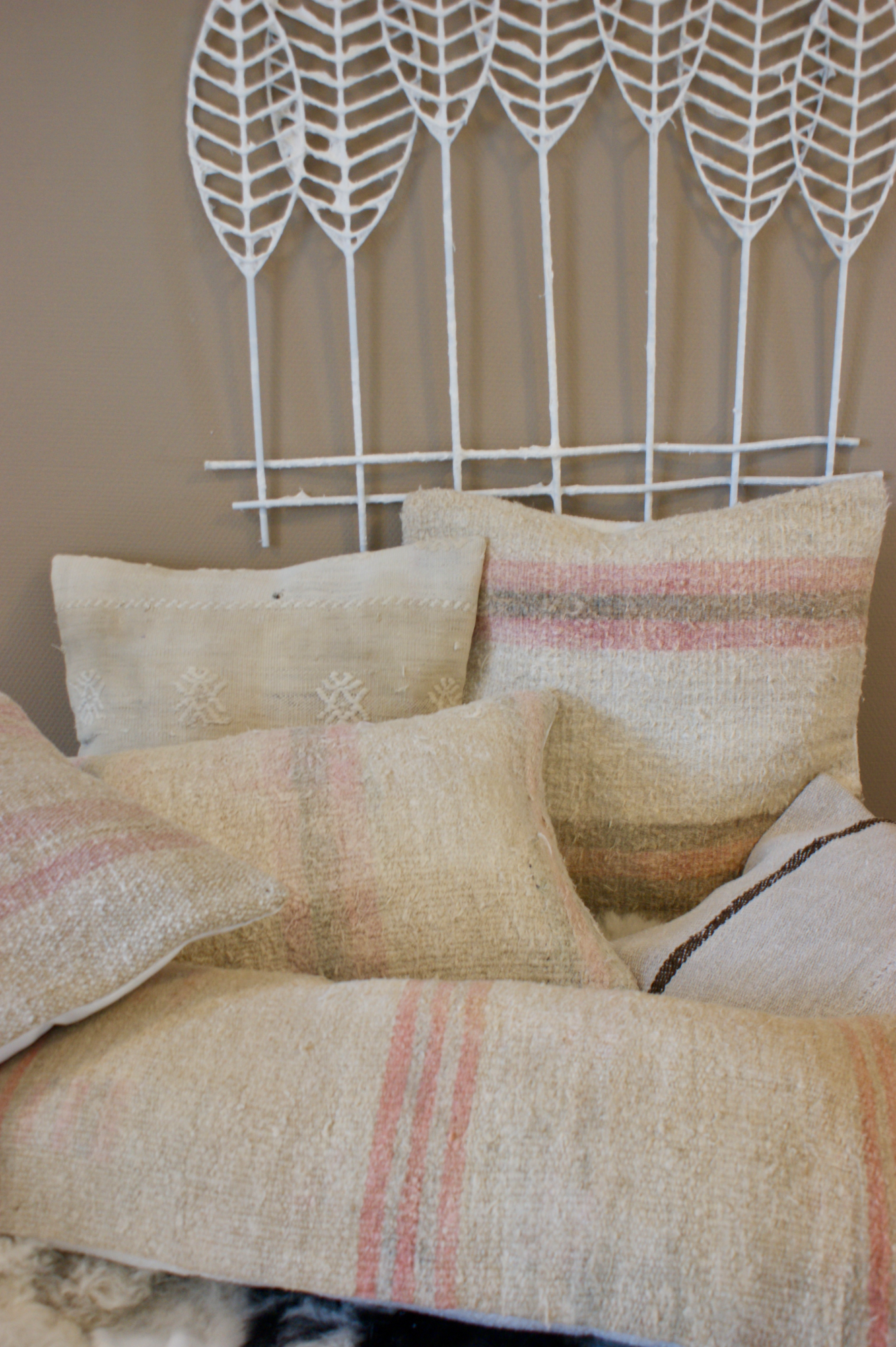 Kussen Kelim Vintage Natural soft pink 50x30
