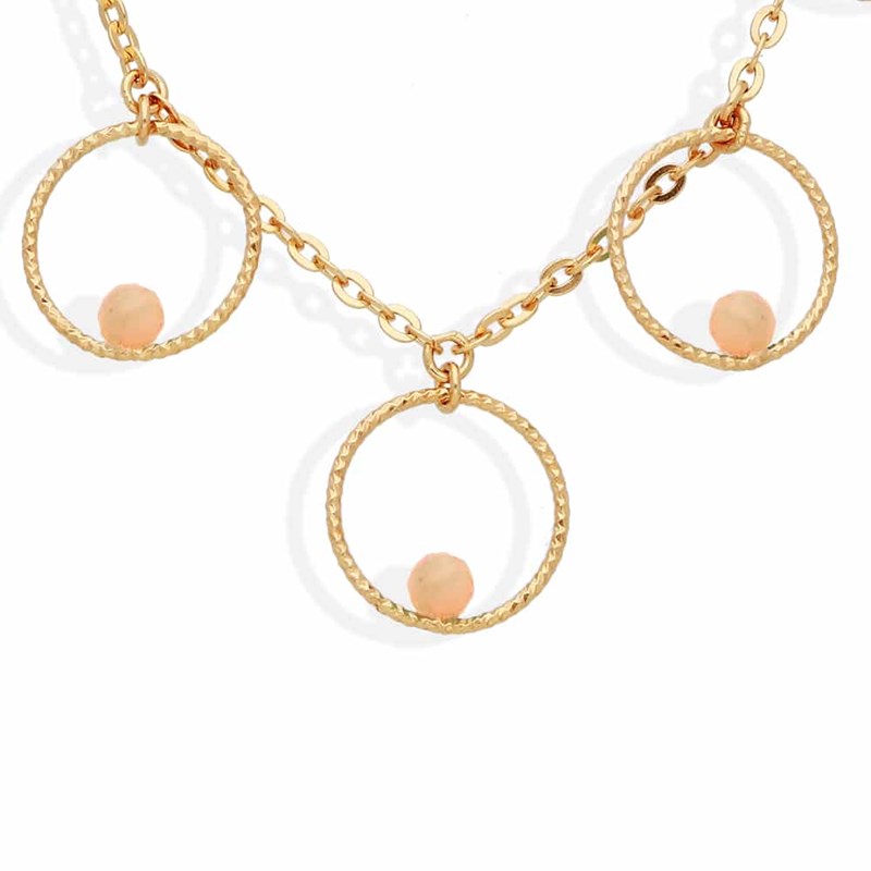 Collier Argent Doré Bulles Et Pierre De Lune Pêche