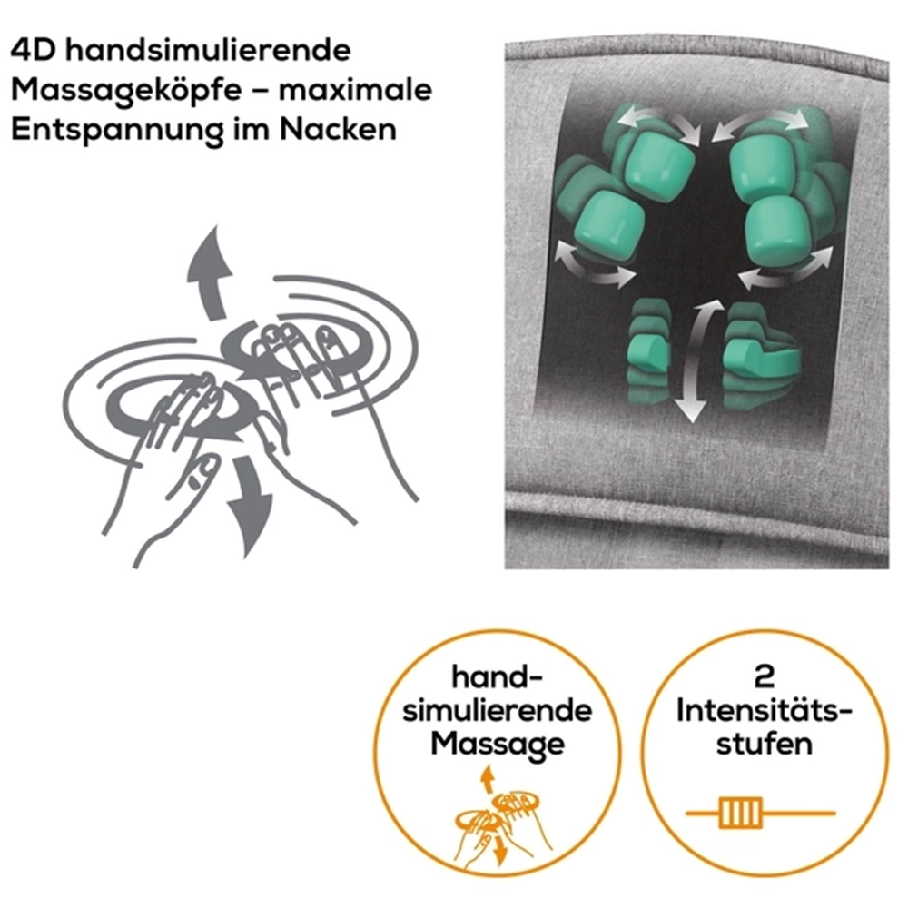 MG 330 Grey Shiatsu Massagesitzauflage Elektrischer Massage Sessel zur Entspannung (10039) - Grau