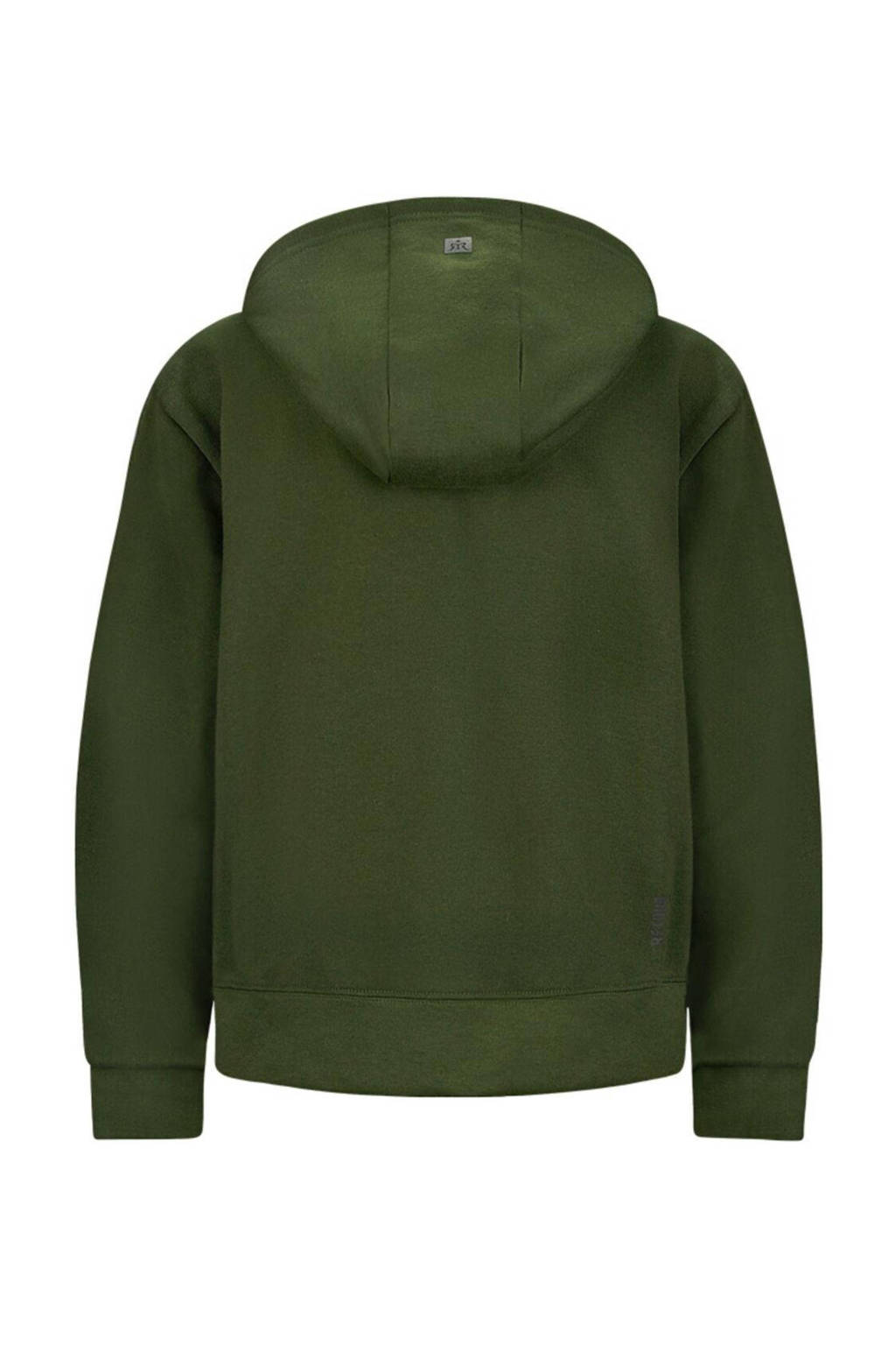 Retour Jeans sweatvest Diego met printopdruk army groen