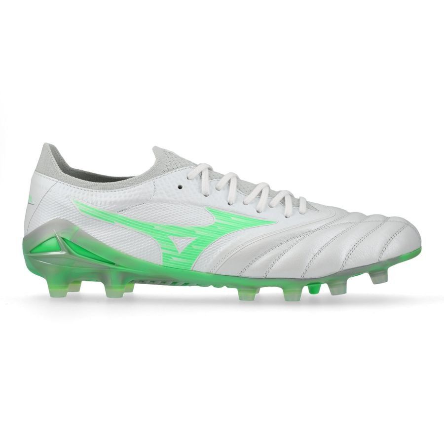 Mizuno Morelia Neo IV Beta Elite FG/AG Frontier - Blanc/Vert Néon/Cool Gray