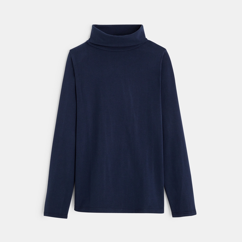 T-shirt col roulé manches longues bleu garçon