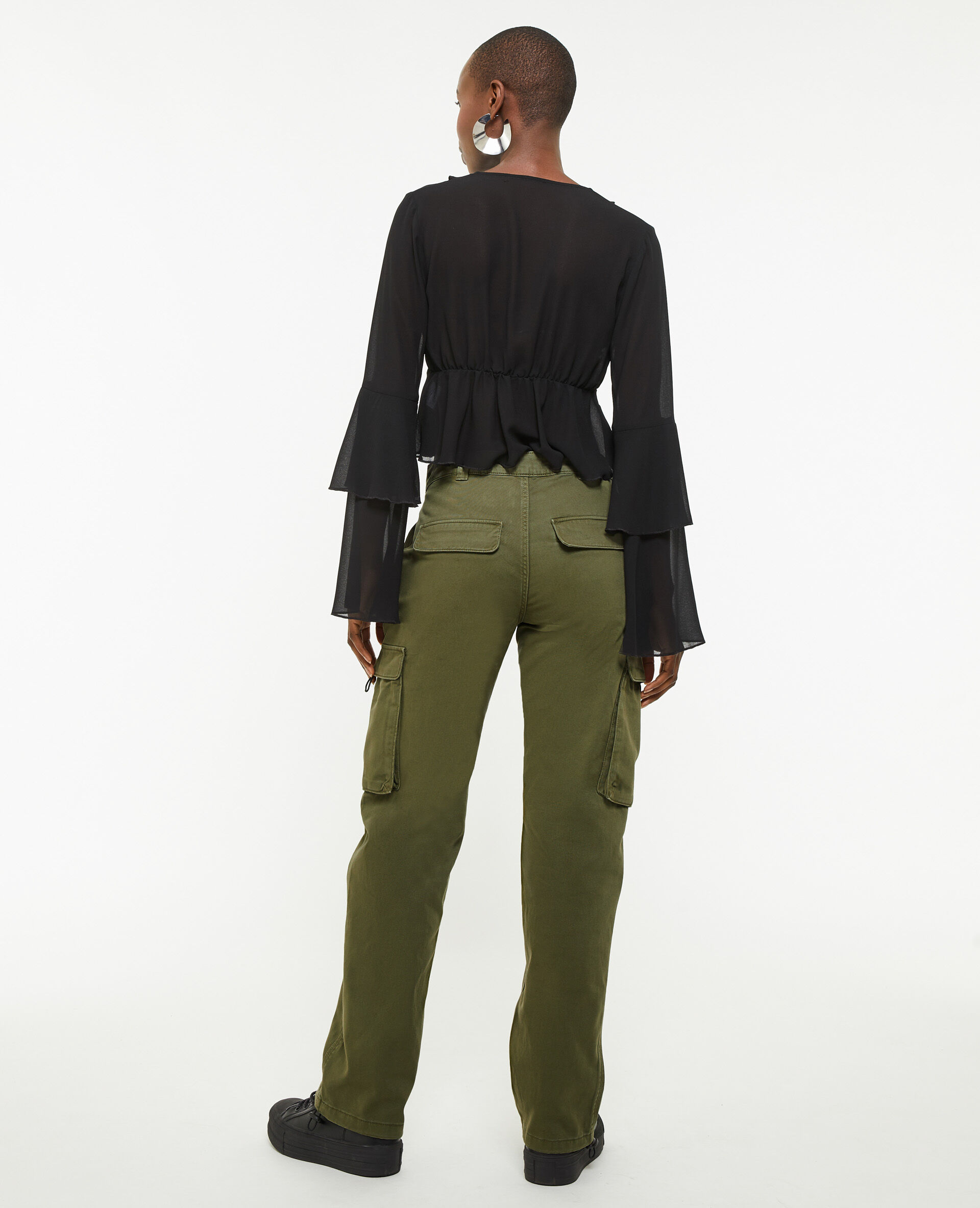 Pantalon cargo taille basse - Vert kaki