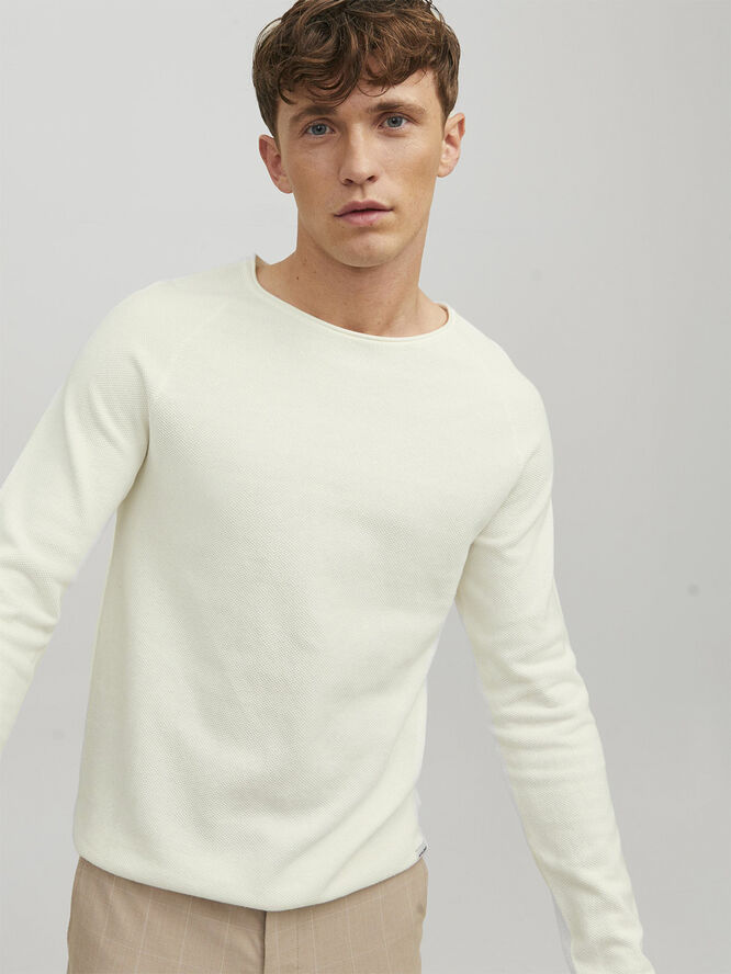 Jack & Jones JJEHILL KNIT CREW NECK NOOS Cloud dancer