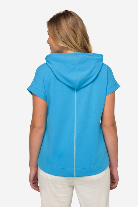 Hoodie, oversized, Kapuze, Fisch-Motiv, Halbarm