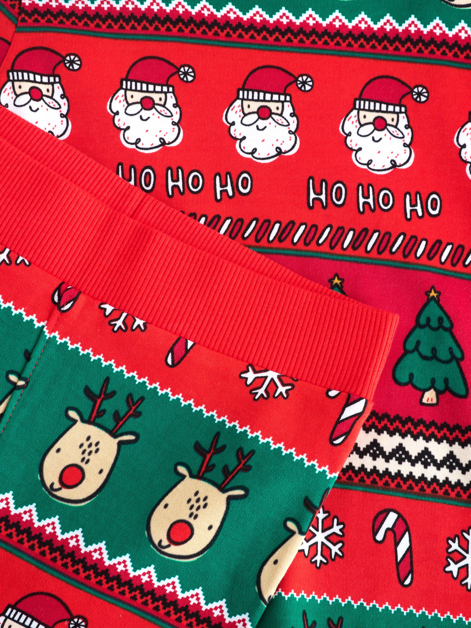 Rood met fairislemotief - Enkele Knusse Kerstmis Pyjama's (9mnd -10jr)