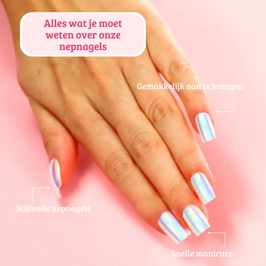 Press On French Nails Metallic Pearlescent