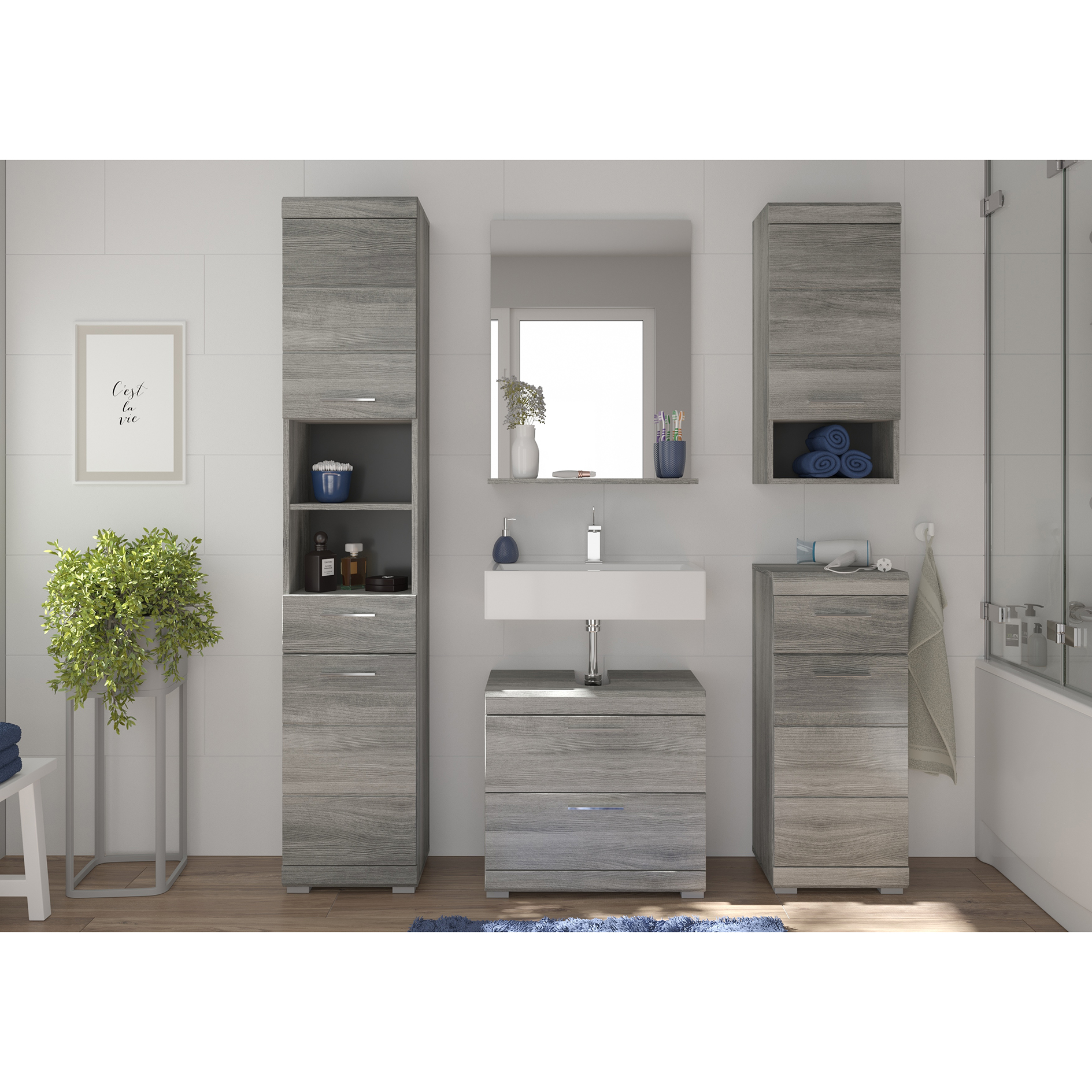 Waschbeckenunterschrank SOUL - Rauchsilber - 60 cm