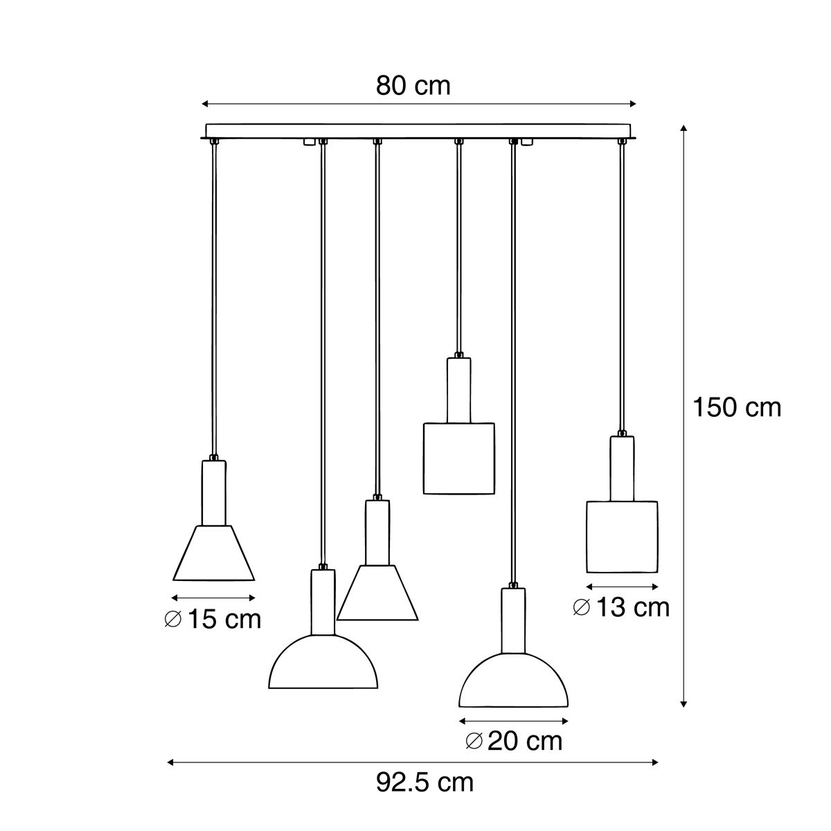 Scandinavische hanglamp creme 6-lichts - Biles