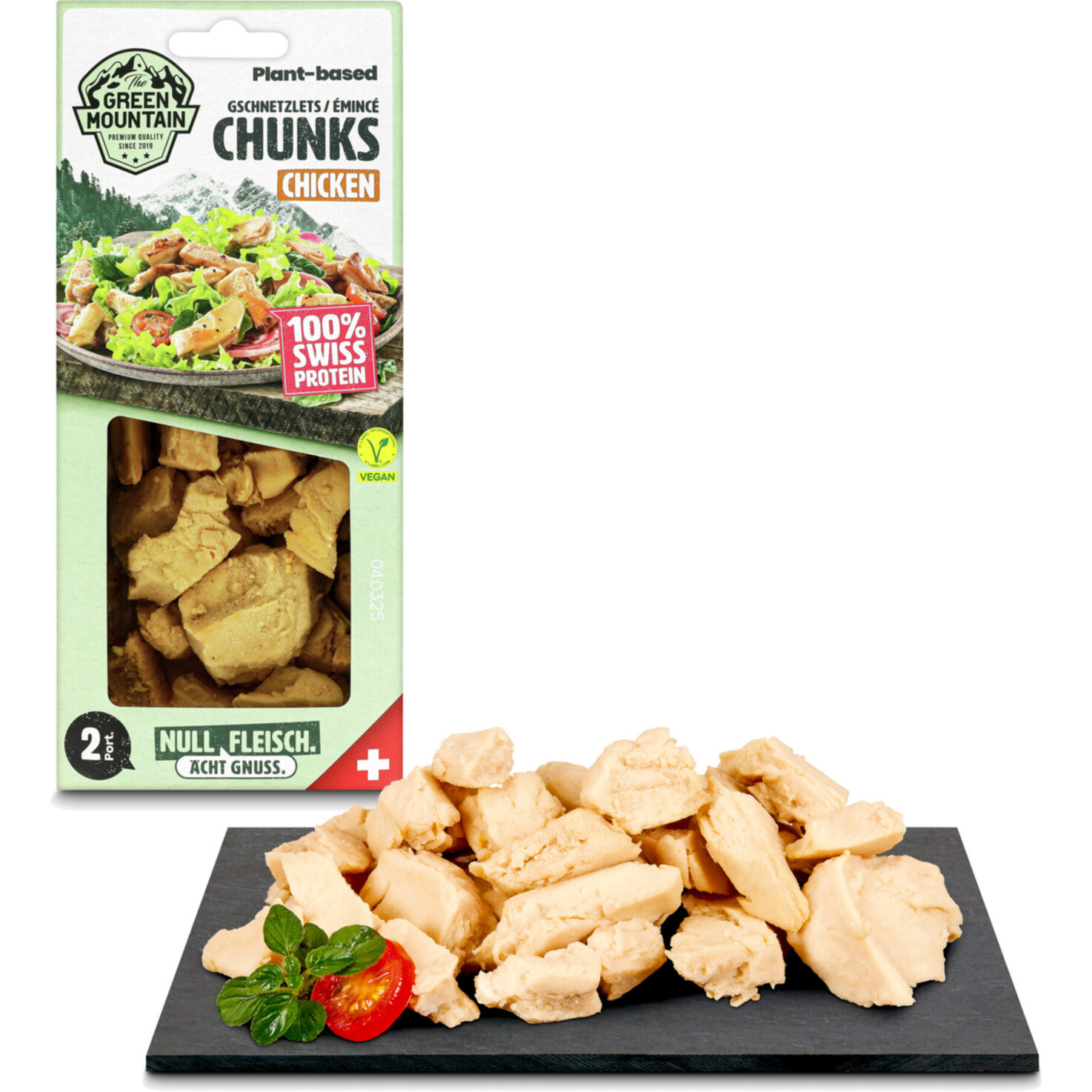 The Green Mountain plant-based vegane Alternative zu Poulet Chunks -
