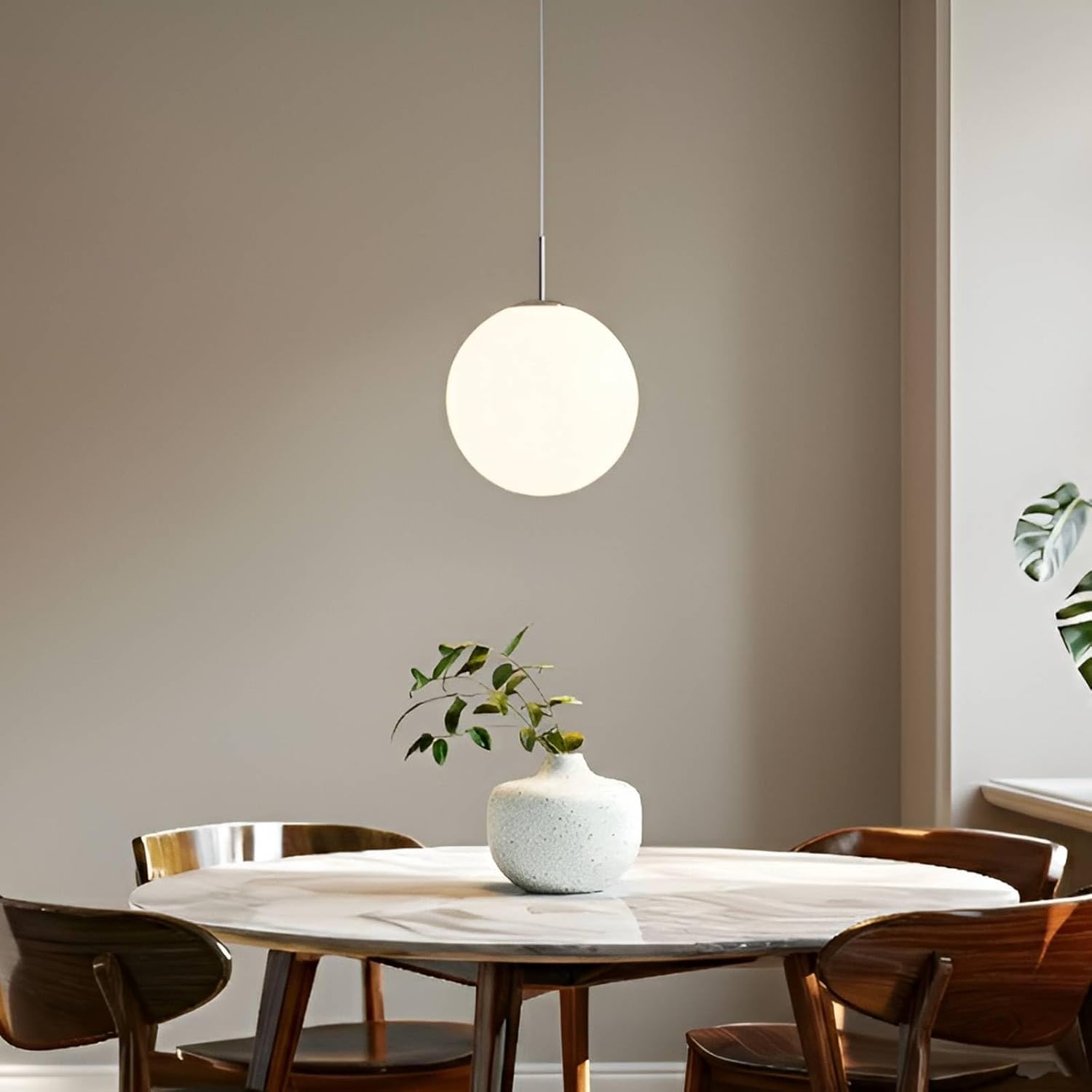 Lindby Pendelleuchte Marike (Modern) in Weiß aus Glas (1 flammig, E27) - Hängelampe Esstischlampe Hängeleuchte Wohnzimmerleuchte