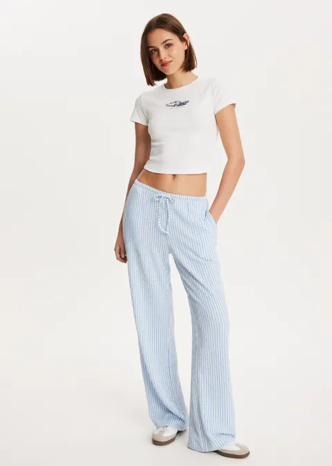 T-shirt met rib structuur wit (WIT)