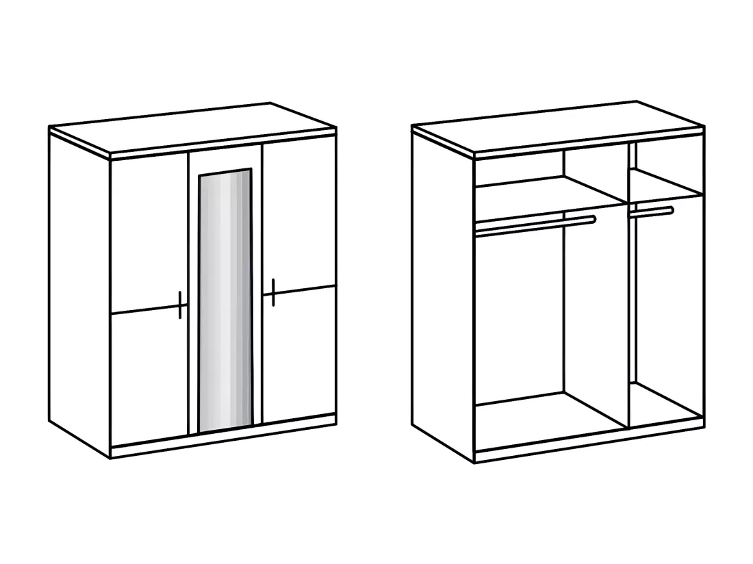 Chambre à coucher complète adulte (lit 140x190cm + 2 chevets + armoire)